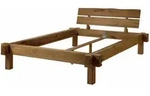 Massivmoebel24 - Balkenbett Wildeiche 140x200 Tabacco Ge&ouml;lt Jangali 310
