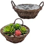 Pflanzschale Aus Rattan Naturfaser 2er Set - 30 Cm - Blumentopf Mit Folie