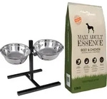 Futterst&auml;nder Und Sch&uuml;ssel Mit Hundefutter Silber Und Schwarz Vidaxl
