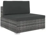 Vidaxl Sectional Middle Seat With Cushions Poly Rattan Grey