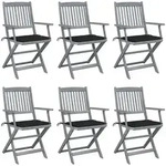 Vidaxl - Klappbare Gartenst&uuml;hle 6 Stk. Mit Sitzkissen Massivholz Akazie