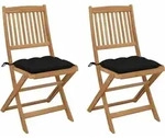Klappbare Gartenst&uuml;hle 2 Stk. Mit Kissen Massivholz Akazie Vidaxl