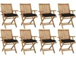 Klappbare Gartenst&uuml;hle Mit Kissen 8 Stk. Massivholz Teak Vidaxl
