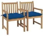 Vidaxl Garden Chairs 2 Pcs With Blue Cushions Solid Teak Wood (43250+314926)