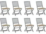 Vidaxl Klappst&uuml;hle F&uuml;r Den Au&szlig;enbereich Set Von 8 Mit Kissen Akazienholz