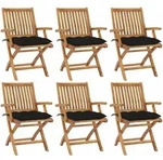 Klappbare Gartenst&uuml;hle Mit Kissen 6 Stk. Massivholz Teak Vidaxl