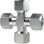 Kreuz-verschraubung, Rohr-a&radic;&prod;14mm, Stahl Verz. - Riegler