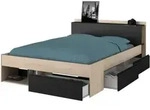 Parisot Kombi-bett Erwachsene Eiche Und Schwarz 140x190-200 Cm