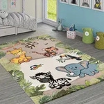 Paco Home - Kinderteppich Kinderzimmer Dschungel Tiere Giraffe L&ouml;we Affe Zebra Beige