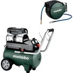 Metabo Basic 220-24 Of Silent Kompressor 1,1kw, 8bar, 24l & Schlauchaufroller