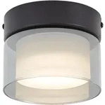 Qazqa Moderne Deckenleuchte Schwarz Mit Rauchglas - Puck