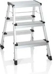 Doppelseitige Klappleiter Auf 4 Rollen Solid Iv Aluminium 3 Stufen Hjh Office
