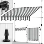 Tillvex Balkonmarkise 150 Cm Grau/wei&szlig; Gelenkarm Markise Klemmmarkise...