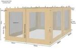 Quick-star - 4 Seitenteile Mit Moskitonetz F&uuml;r Bl&auml;tter Pavillon 3x4m...