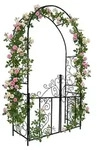 Relaxdays Rosenbogen Mit Tor, Ranken Ornamente, Vorgarten & Garten, Torbogen Hxbxt: