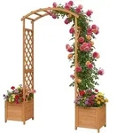 Relaxdays Rosenbogen, Rundbogen Mit 2 Pflanzk&auml;sten, Hxbxt: 206 X 180 X 40 Cm,