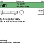 Din 601/iso 4016 Sechskant-schaftschraube M20x55 Stahl 4.6 Feuerverzinkt M. Mutter 25