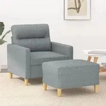Sessel Mit Hocker Hellgrau 60 Cm Stoff Vidaxl