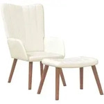 Relaxsessel Mit Hocker Cremewei&szlig; Samt Vidaxl