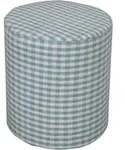 Vichy-karo Pouf Rund &ndash; Blau-wei&szlig;er Hocker, 40x42 Cm - Homescapes