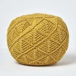 Gro&szlig;er Geh&auml;kelter Pouf, Senfgelb, 40 X 50 Cm - Homescapes