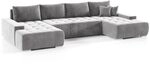 Wohnlandschaft Sofa Mit Schlaffunktion Vogar Stoff Monolith Hellgrau