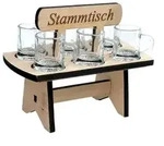Dandibo - Schnapsbrett 20 Cm Mit Gravur Stammtisch Mit 6 Gl&auml;ser Schnapslatte