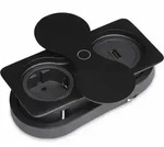 Doppel Einbausteckdose Eckig Schwarz Mit Schuko / Usb