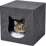 Relaxdays Katzenh&ouml;hle, Filz, Hxbxt: 33 X 33 X 37 Cm, Katzenhaus F&uuml;r Regale,