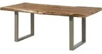 Massivmoebel24 - Baumtisch Mango 220x100x77 Natur Lackiert / U-beine Silber Matt