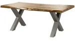 Baumtisch Mango 200x100x77 Natur Lackiert / X-beine Silber Matt Freeform 5