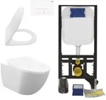 Creavit H&auml;nge Wc Set Wei&szlig; Sp&uuml;lrandlos Rim-off 48,5 Cm Softclose Sitz Vorwand