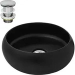 Luxebath - Ml-design Waschbecken Aus Keramik Schwarz Matt &Oslash;35x12 Cm Rund Inkl.