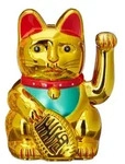 Relaxdays - 10er Set Maneki Neko Winkekatze Gold, Gl&uuml;ckskatze Gro&szlig;, Winkende Katze