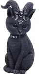 Nemesis Jetzt Pawzuph - Figur Of Grim Cat Mit H&ouml;rnern, Polyresin, Schwarz & Silber,