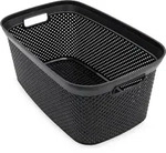 W&auml;schekorb Schwarz 54 X 33 Cm Mit Gitter Optik - 35 L - Kunststoff Tragekorb...