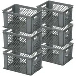 Brb 6x Stapelkorb / Eurobeh&auml;lter, Lxbxh 400 X 300 X 220 Mm, Grau, Boden Geschlossen