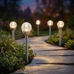 5x Led Au&szlig;enleuchte Steckleuchte Gartenleuchte Ip44 Silber Edelstahl H 24,5 Cm