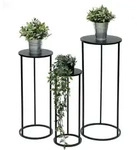 Dandibo Blumenhocker Metall Schwarz Rund Blumenst&auml;nder Beistelltisch 96316 3er Set