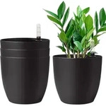 T4u 22cm Selbstw&auml;ssernder Blumentopf Schwarz 4er-set F&uuml;r Innen Und Au&szlig;en