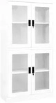 B&uuml;roschrank Wei&szlig; 90x40x180 Cm Stahl Und Hartglas Vidaxl