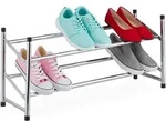 Relaxdays - Schuhregal Ausziehbar, 2 Ebenen, 10 Paar Schuhe, Metall & Kunststoff, H X