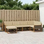 Vidaxl Outdoor Sofa Set With Cushion 6 Pcs Natural And Beige