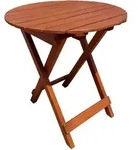 Eukalyptus Gartentisch Rund - 50x45cm - Holz Balkon Tisch Klapptisch Bistrotisch