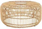Garten Beistelltisch Nat&uuml;rlich Rattan ⌀ 85 Cm Rund Boho Geflochten Outdoor