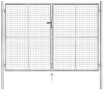 Gartentor Verzinkter Stahl 306 X 225 Cm Silbern - Vidaxl