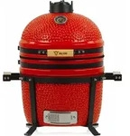 Kamado Grill Holzkohlegrill &Oslash; 39 Cm 'shiro' Mit Thermometer Und Holzgriffen, Rot -