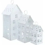 3er Set Laterne In Hausform Zum Aufh&auml;ngen 43 / 31 / 20 Cm - Wei&szlig; - Deko...