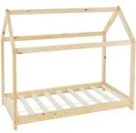 Ml-design - Kinderbett 70x140 Cm Mit Dach Und Lattenrost, Natur, Hausbett F&uuml;r