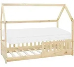 Ml-design Kinderbett 80x160 Cm Natur Mit Matratze, Rausfallschutz, Dach Und